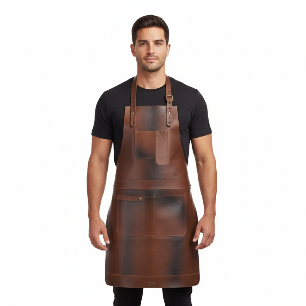 Wayland Cognac Brown Leather Apron by Jacket Field