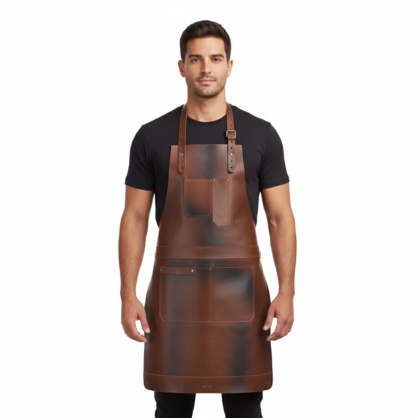Wayland Cognac Brown Leather Apron by Jacket Field