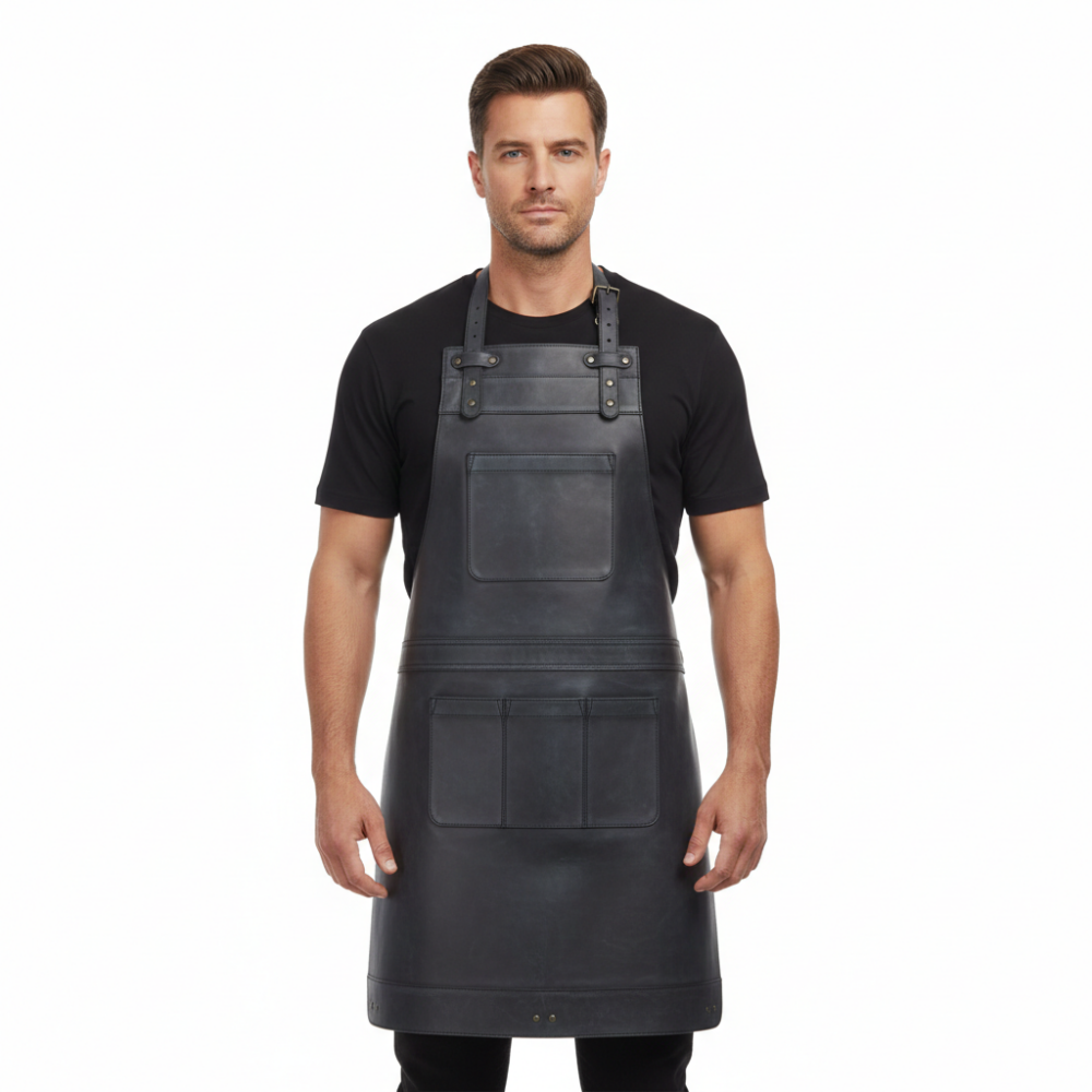 Black Wax Full Grain Leather Apron by Jacket Field