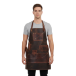 Men’s Black Crazy Horse Leather Apron by Jacket Field