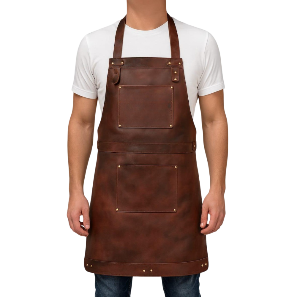 Ragnar Dark Brown Full Grain Leather Apron by Jacket Field