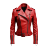 Women’s Red Sheepskin Leather Biker Christmas Jacket Handmade