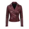 Women’s Burgundy Leather Christmas Jacket Slim Fit Maroon Moto Style