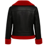 Womens Black Shearling Aviator Christmas Jacket with Red Fur