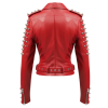 Womens Red Genuine Leather Biker Christmas Jacket – Gothic Punk Rockstar Design, Handmade Premium Quality by Jacket Field