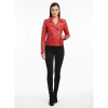 Womens Red Genuine Leather Biker Christmas Jacket – Gothic Punk Rockstar Design, Handmade Premium Quality by Jacket Field