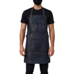 Rachel Black Full Grain Leather Apron by Jacket Field