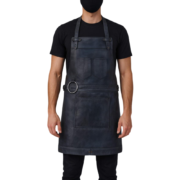 Rachel Black Full Grain Leather Apron by Jacket Field