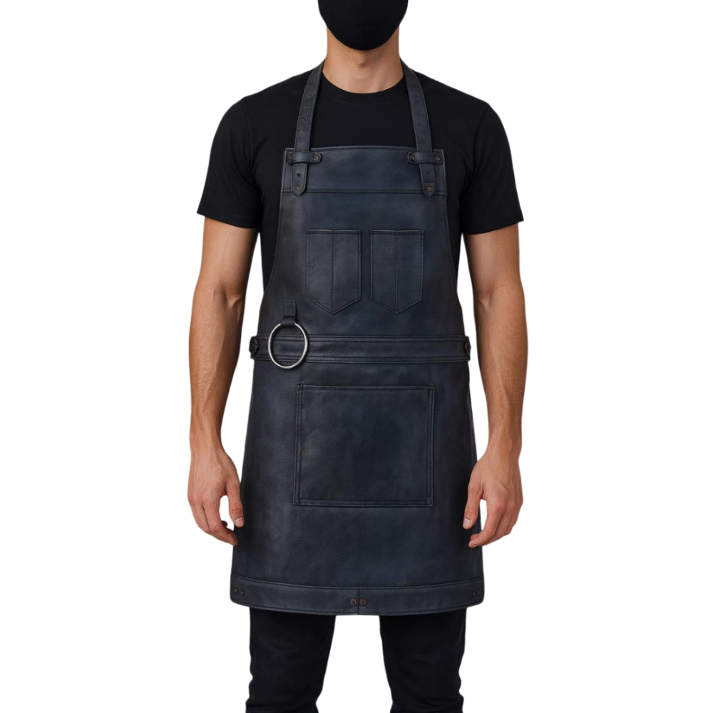 Rachel Black Full Grain Leather Apron by Jacket Field