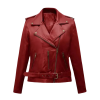 Women’s Red Lambskin Biker Leather Christmas Jacket Handmade