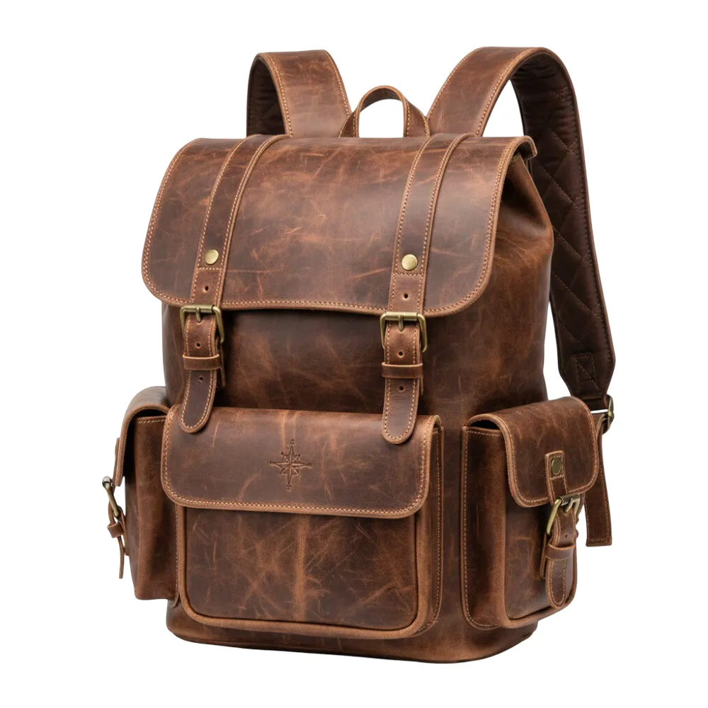 Men’s Vintage Brown Cowhide Leather Backpack by Jacket Field