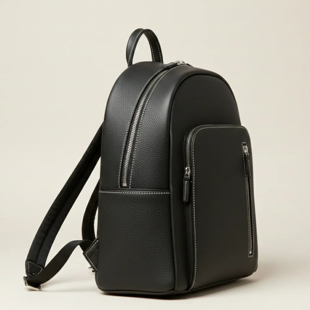 Navy-Blue Cowhide Leather Backpack by Jacket Field