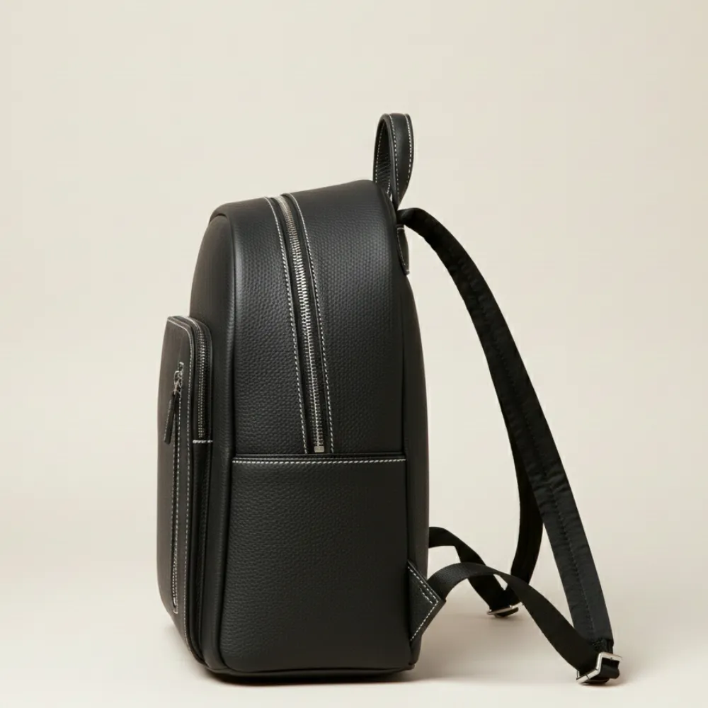 Navy-Blue Cowhide Leather Backpack by Jacket Field