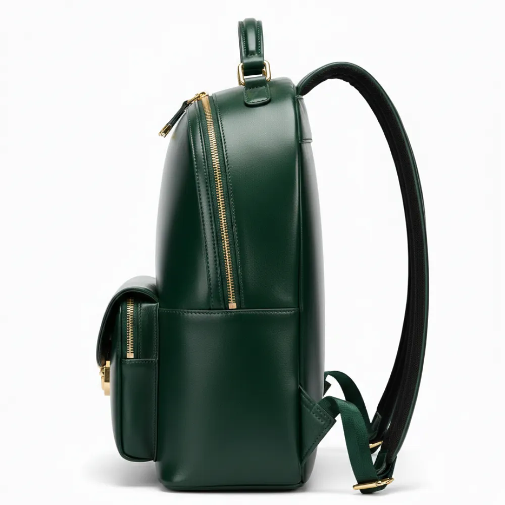 Women’s Green Leather Backpack by Jacket Field