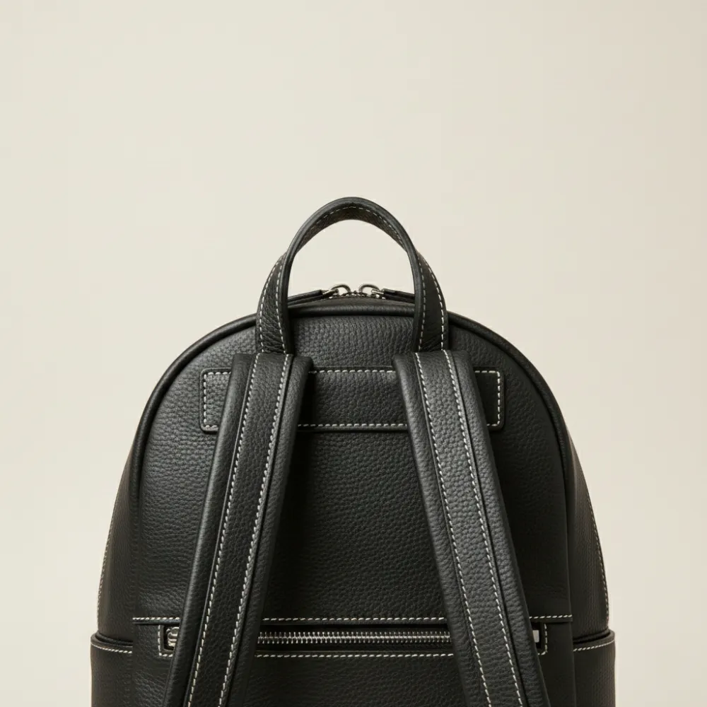Navy-Blue Cowhide Leather Backpack by Jacket Field