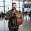 Men’s Vintage Brown Cowhide Leather Backpack by Jacket Field
