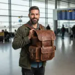 Men’s Vintage Brown Cowhide Leather Backpack by Jacket Field