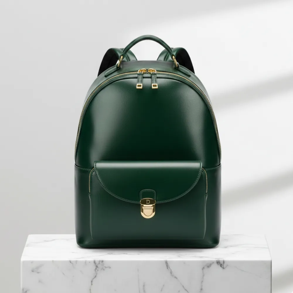 Women’s Green Leather Backpack by Jacket Field