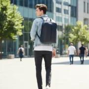 Men & Women Navy-Blue Cowhide Leather Backpack by Jacket Field