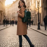 Women’s Green Leather Backpack by Jacket Field