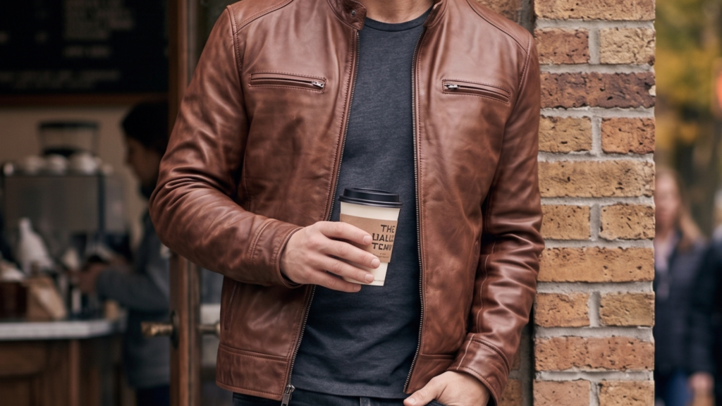 1 - How to Wear a Cognac Brown Mens Cafe Racer Leather Jacket with Confidence