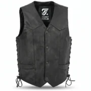 Men Leather Vest Western Style with Concealed Pockets - Jacket Field 003