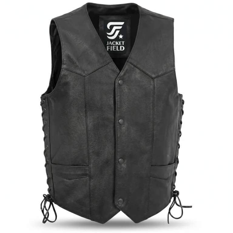 Men Leather Vest Western Style with Concealed Pockets - Jacket Field 003