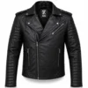 Black Real Leather men motorcycle jacket for Biker Style - jacket field 005