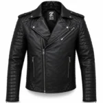 Black Real Leather men motorcycle jacket for Biker Style - jacket field 005