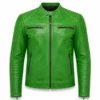 Best men motorcycle leather jacket – Stylish Green Cafe Racer Biker Gear - jacket field 006