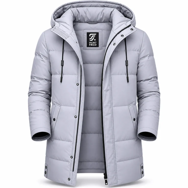 Men's puffer jacket: Warm Grey Winter Coat for Ultimate Comfort - jacket field 007