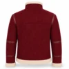     Burgundy Men Christmas Shearling Leather Jacket | Suede Aviator - jacket field 0011