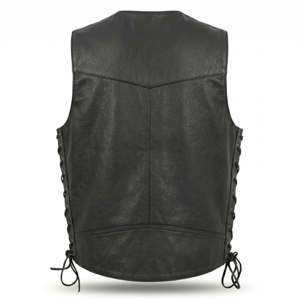 Men Leather Vest Western Style with Concealed Pockets - Jacket Field 003