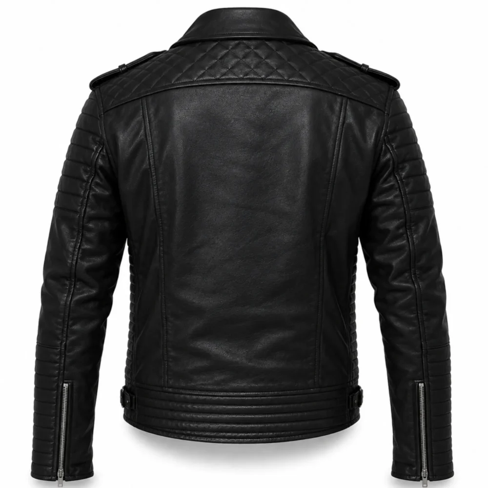 Black Real Leather men motorcycle jacket for Biker Style - jacket field 005
