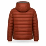 Men's Puffer Jacket Rust Orange Windproof Hooded Winter Coat with Sherpa Lining - jacket field 008