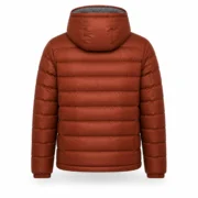 Men's Puffer Jacket Rust Orange Windproof Hooded Winter Coat with Sherpa Lining - jacket field 008