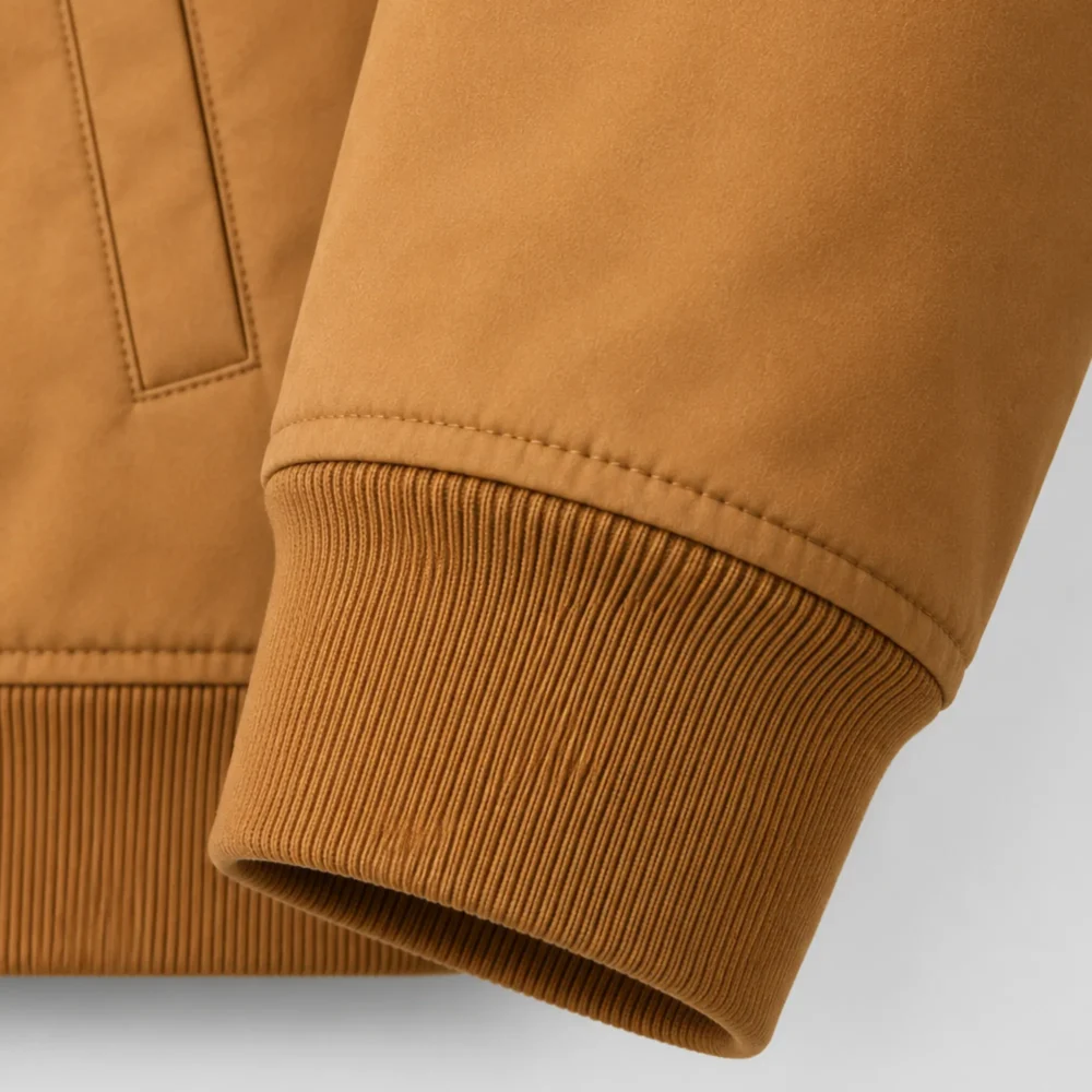 Men's Camel Brown Bomber Leather Jacket - Jacket Field 001