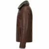 Men's Leather Jacket with Fur Collar — Dark Brown Winter Coat for Men - jacket field 0010