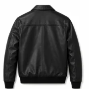 Men’s Black Bomber Leather Jacket with Zipper - jacket field 002