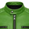 Best men motorcycle leather jacket – Stylish Green Cafe Racer Biker Gear - jacket field 006