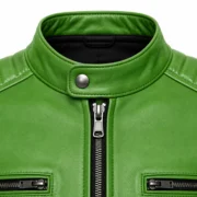 Best men motorcycle leather jacket – Stylish Green Cafe Racer Biker Gear - jacket field 006