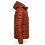 Men's Puffer Jacket Rust Orange Windproof Hooded Winter Coat with Sherpa Lining - jacket field 008