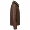 Men's Leather Jacket with Fur Collar — Dark Brown Winter Coat for Men - jacket field 0010