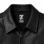 Men’s Black Bomber Leather Jacket with Zipper - jacket field 002