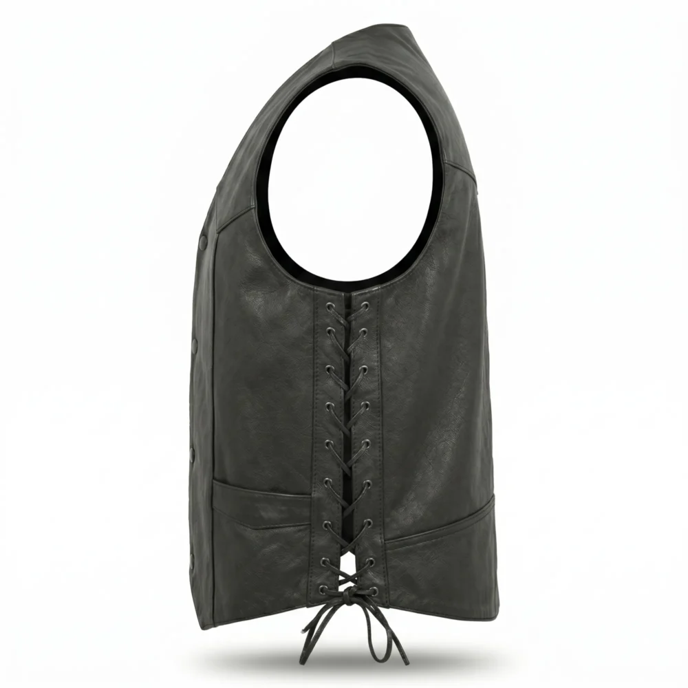 Men Leather Vest Western Style with Concealed Pockets - Jacket Field 003