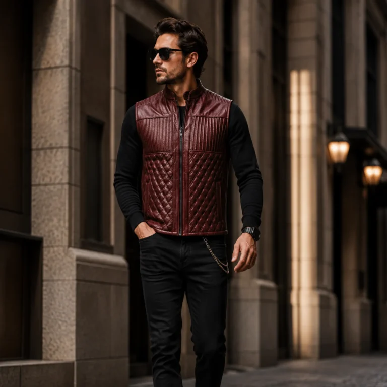 Men's Vest Leather Jacket — 100% Real Leather -jacket field 004