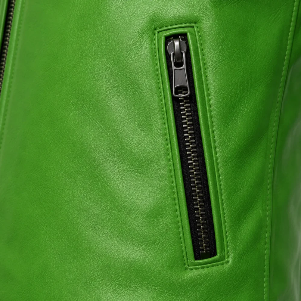 Best men motorcycle leather jacket – Stylish Green Cafe Racer Biker Gear - jacket field 006