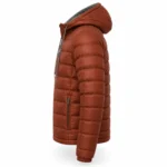 Men's Puffer Jacket – Rust Orange Windproof Hooded Winter Coat with Sherpa Lining - jacket field 008