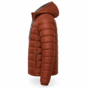 Men's Puffer Jacket – Rust Orange Windproof Hooded Winter Coat with Sherpa Lining - jacket field 008