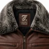 Men's Leather Jacket with Fur Collar — Dark Brown Winter Coat for Men - jacket field 0010
